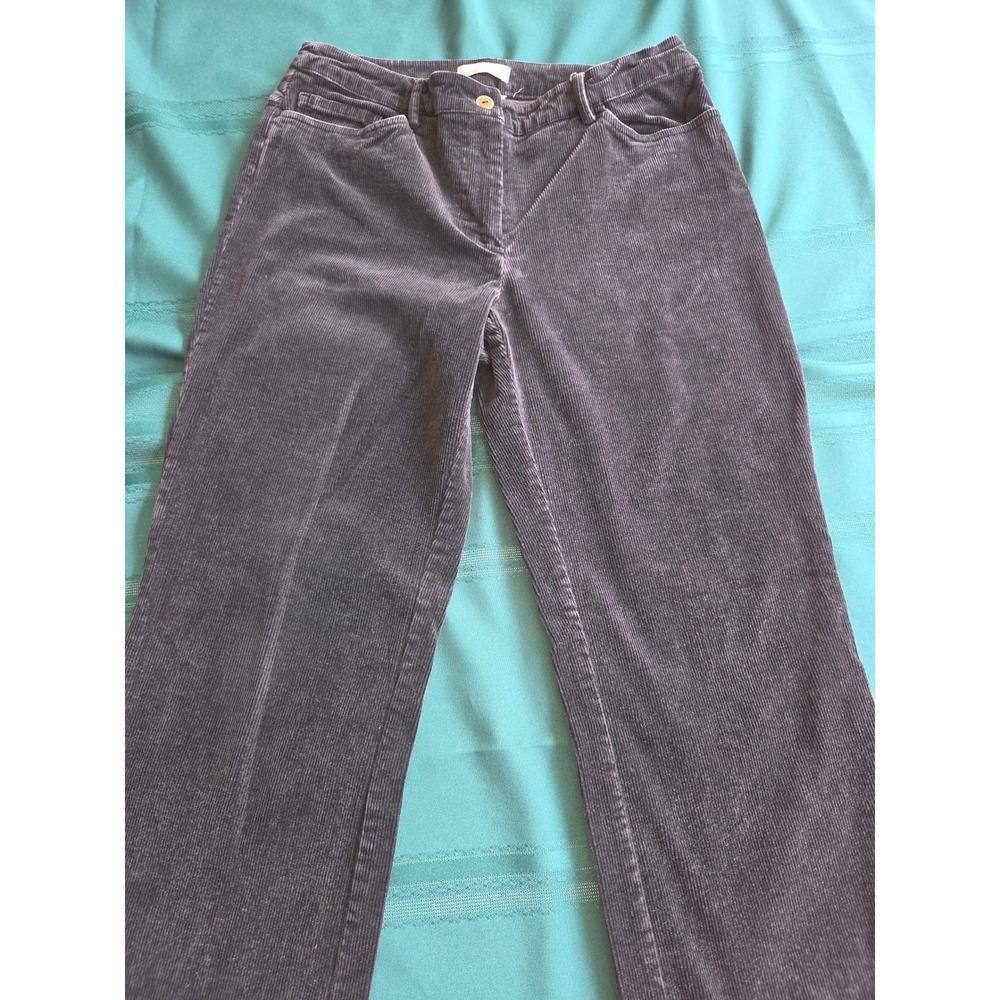 Christopher Banks Gray Corduroy Pants Womens 4 Stretch Straight Leg Charcoal